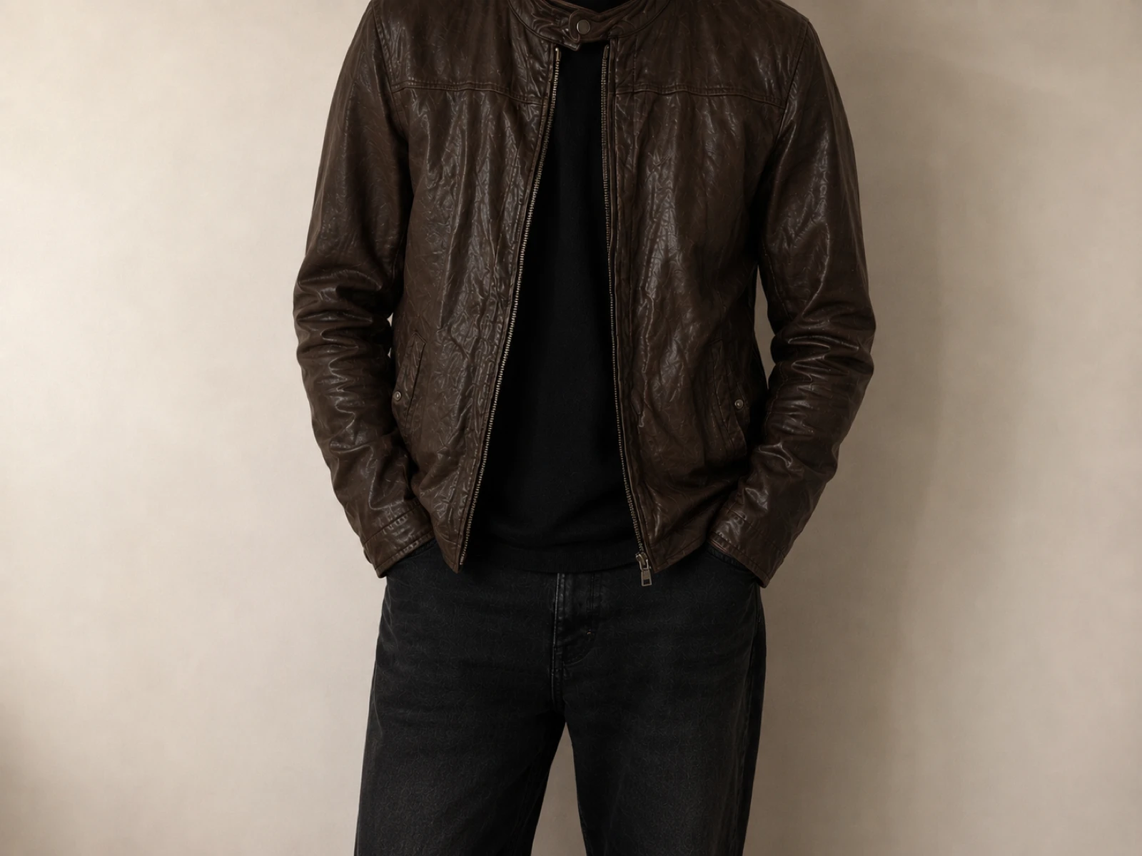 Veste en cuir marron Freaky Nation – Homme – Taille L– Très bon état